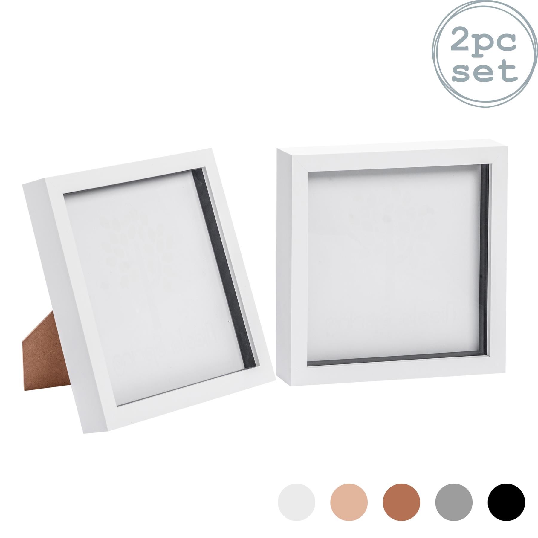 Nicola Spring 3D Box Photo Frames - 8 x 8" - Pack of 2 in White 1