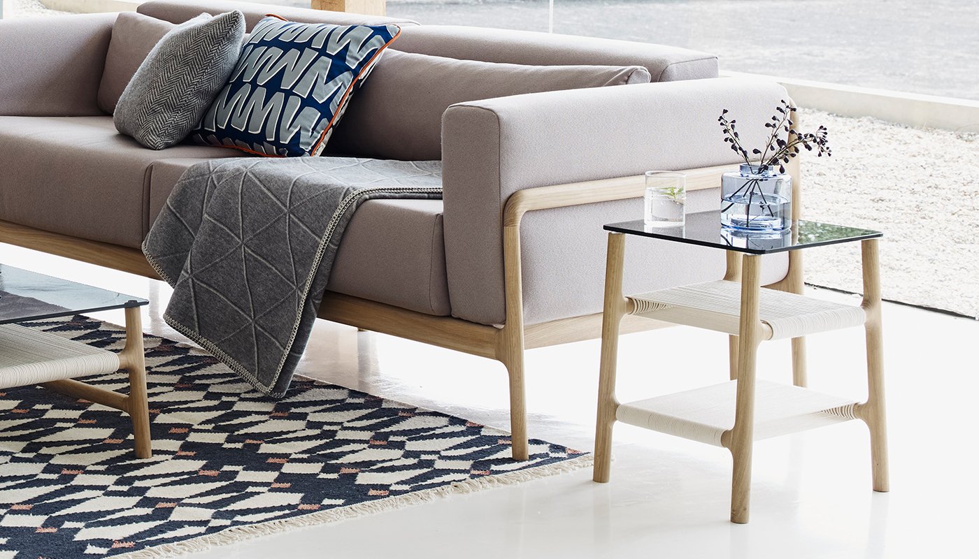 Gazzda Fawn Side Table Oak & Grey Glass
