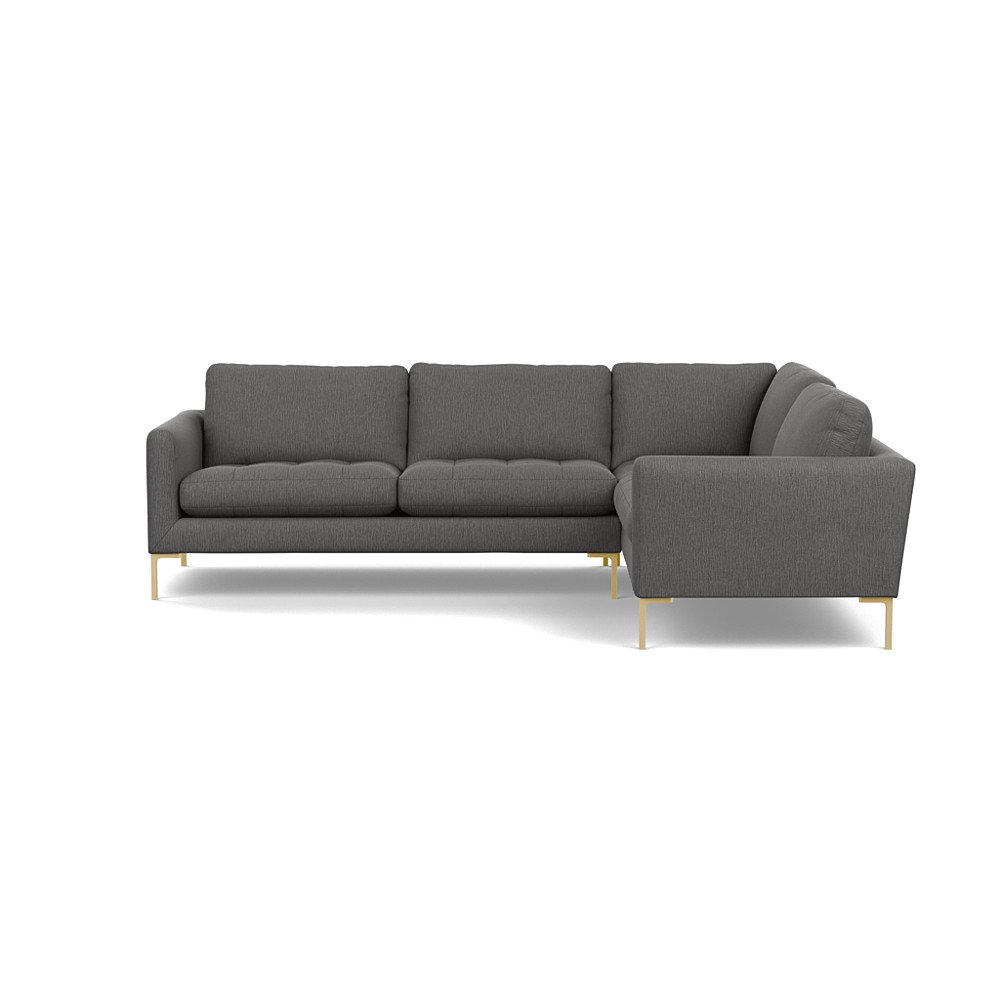 Heal's Eton Right Hand Facing Corner Sofa Smart Linen Mix Grey Brass Feet