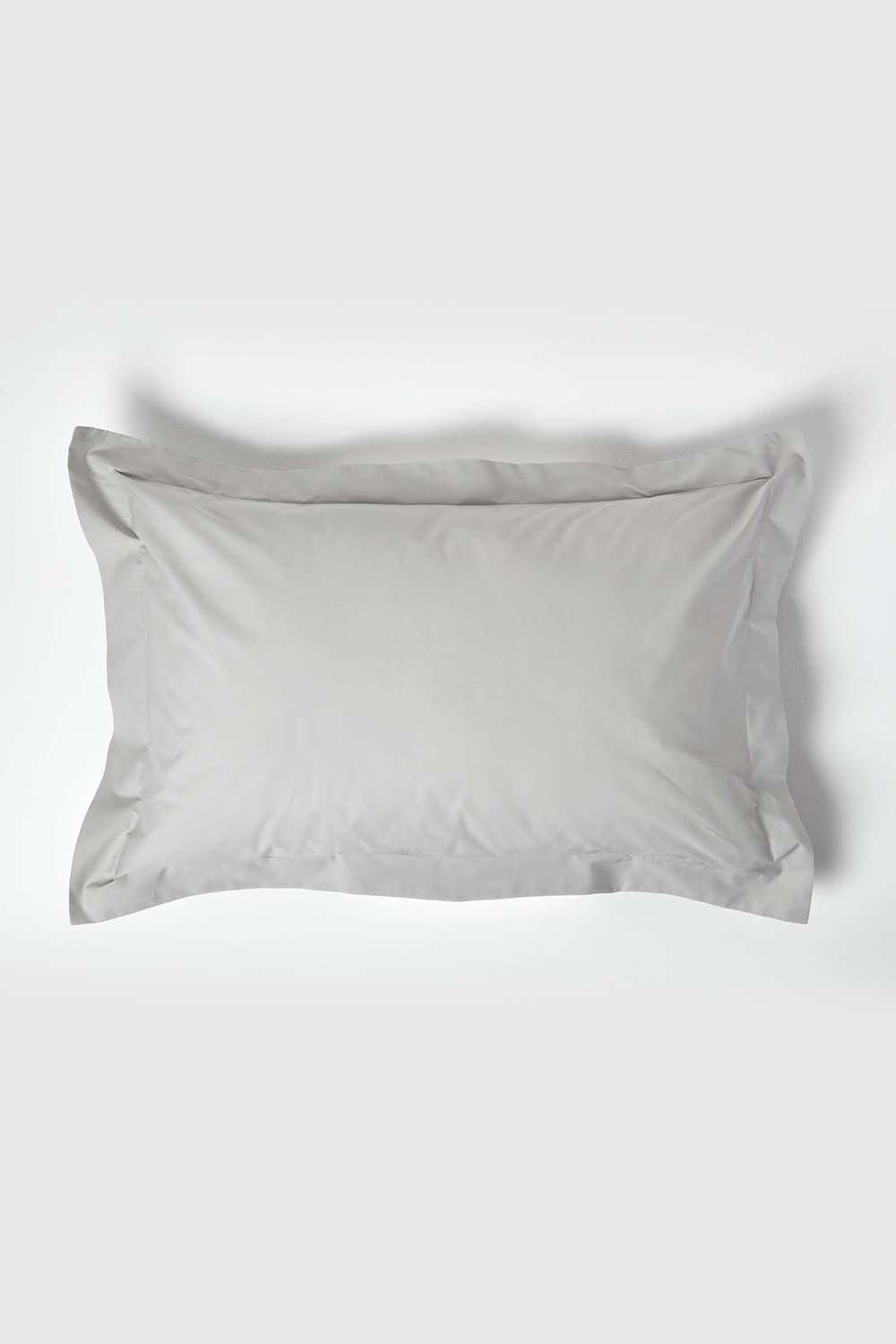 Homescapes Egyptian Cotton Oxford Pillowcase 200 TC, Standard Size in Silver