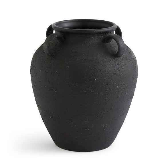 Large Black Textured Urn Vase 3
