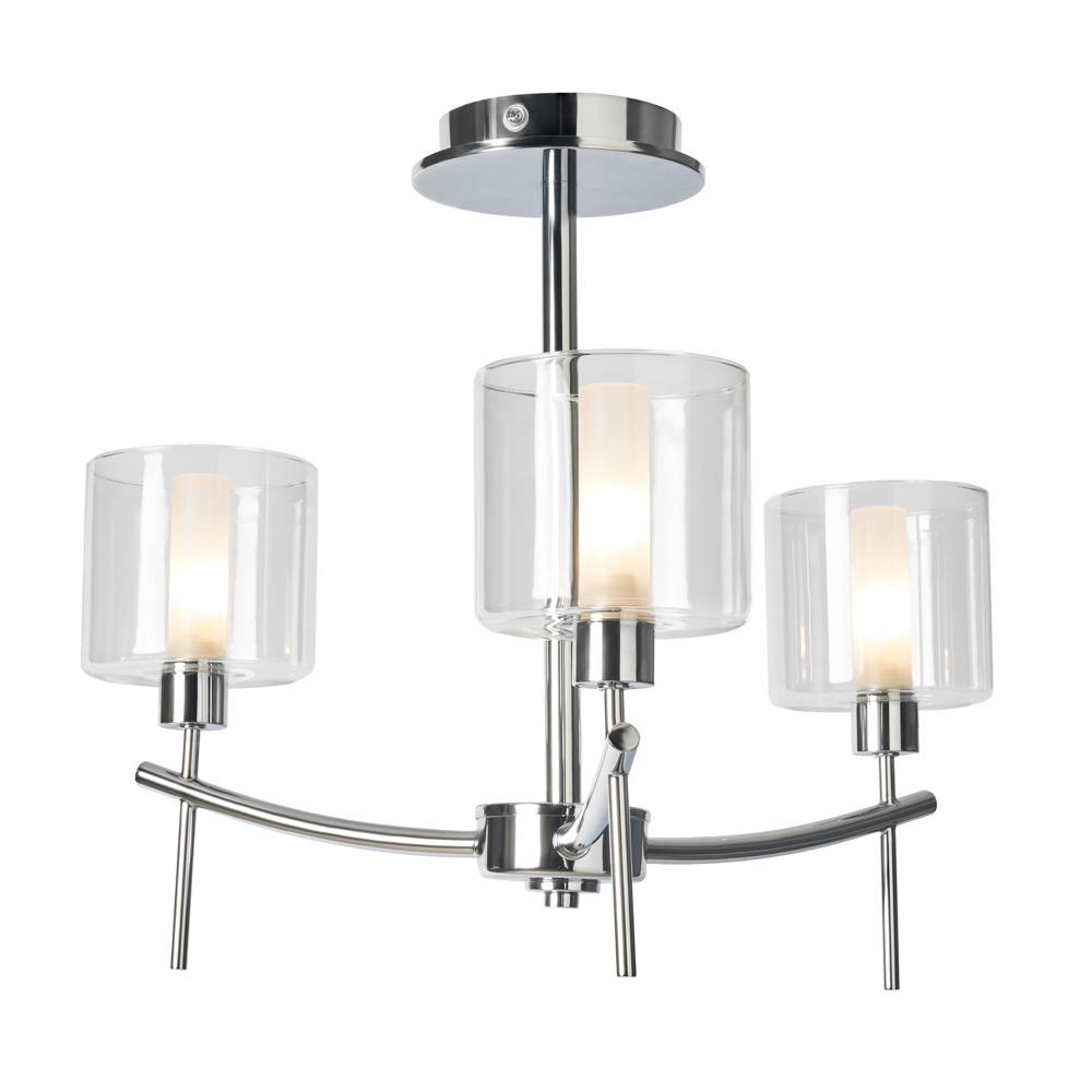 Ramona Semi Flush Bathroom Ceiling Light, Chrome