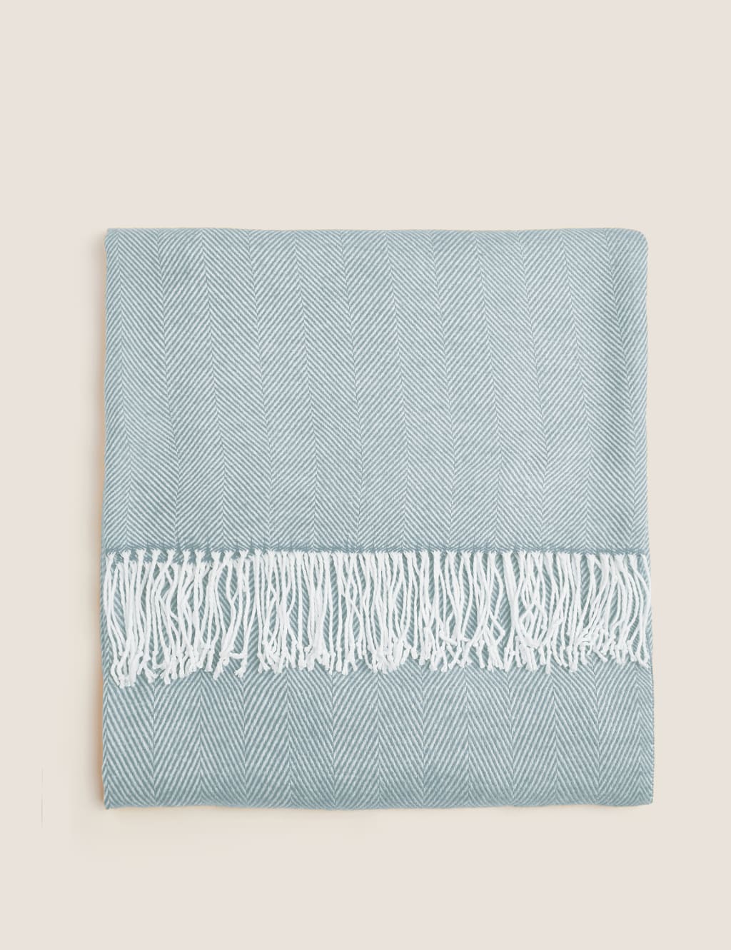 M&S Herringbone Throw Light Blue