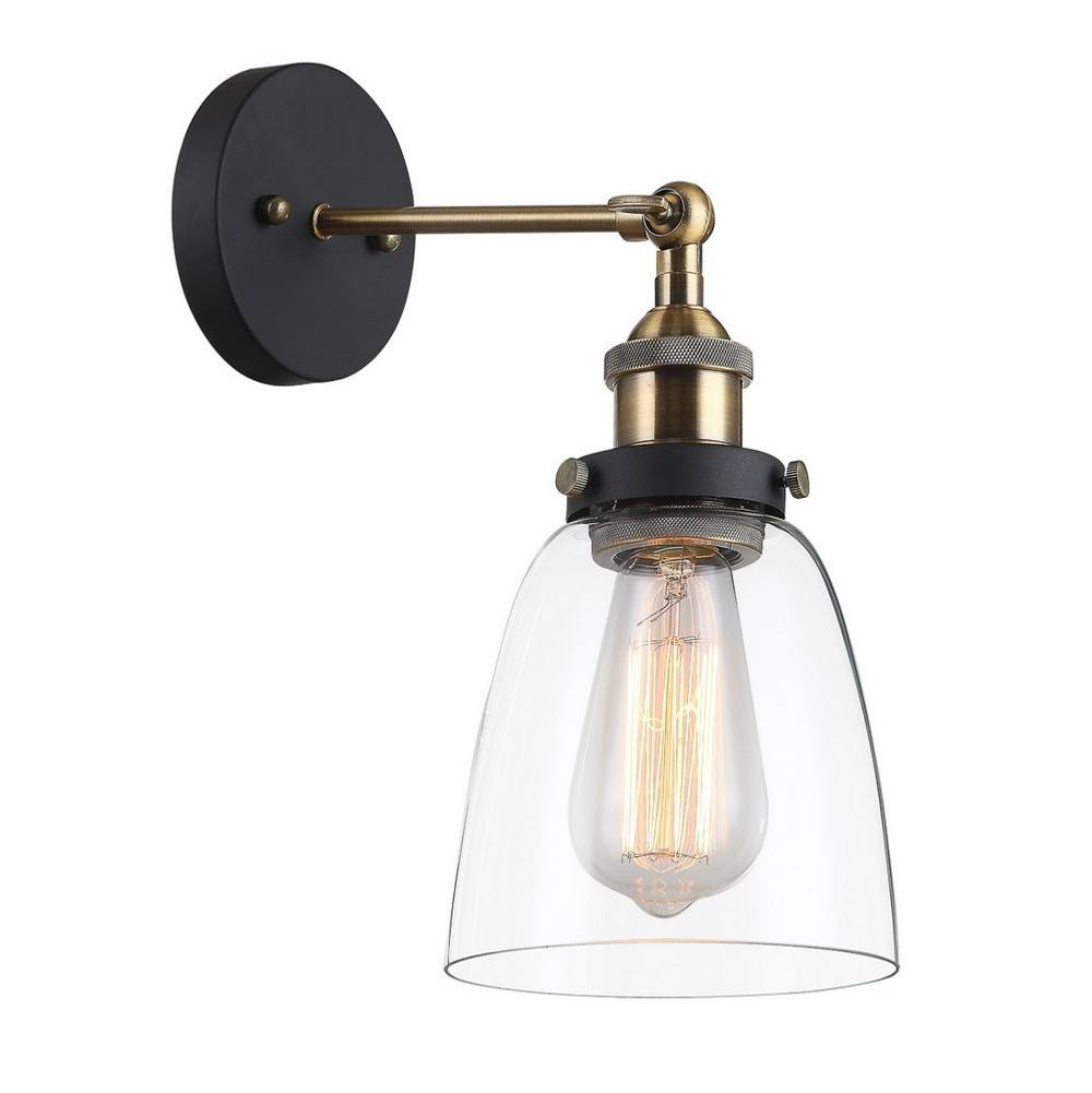 Netlighting Industrial & Retro Wall Lamp Black Gold Shade E27 Dimmable