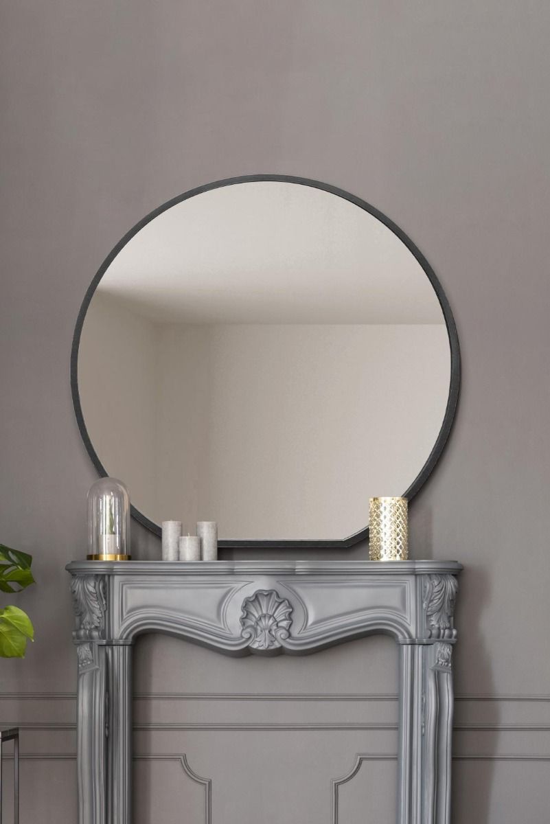 MirrorOutlet Black Framed Flat Bottom Circular Wall Mirror (126CM X 120CM)
