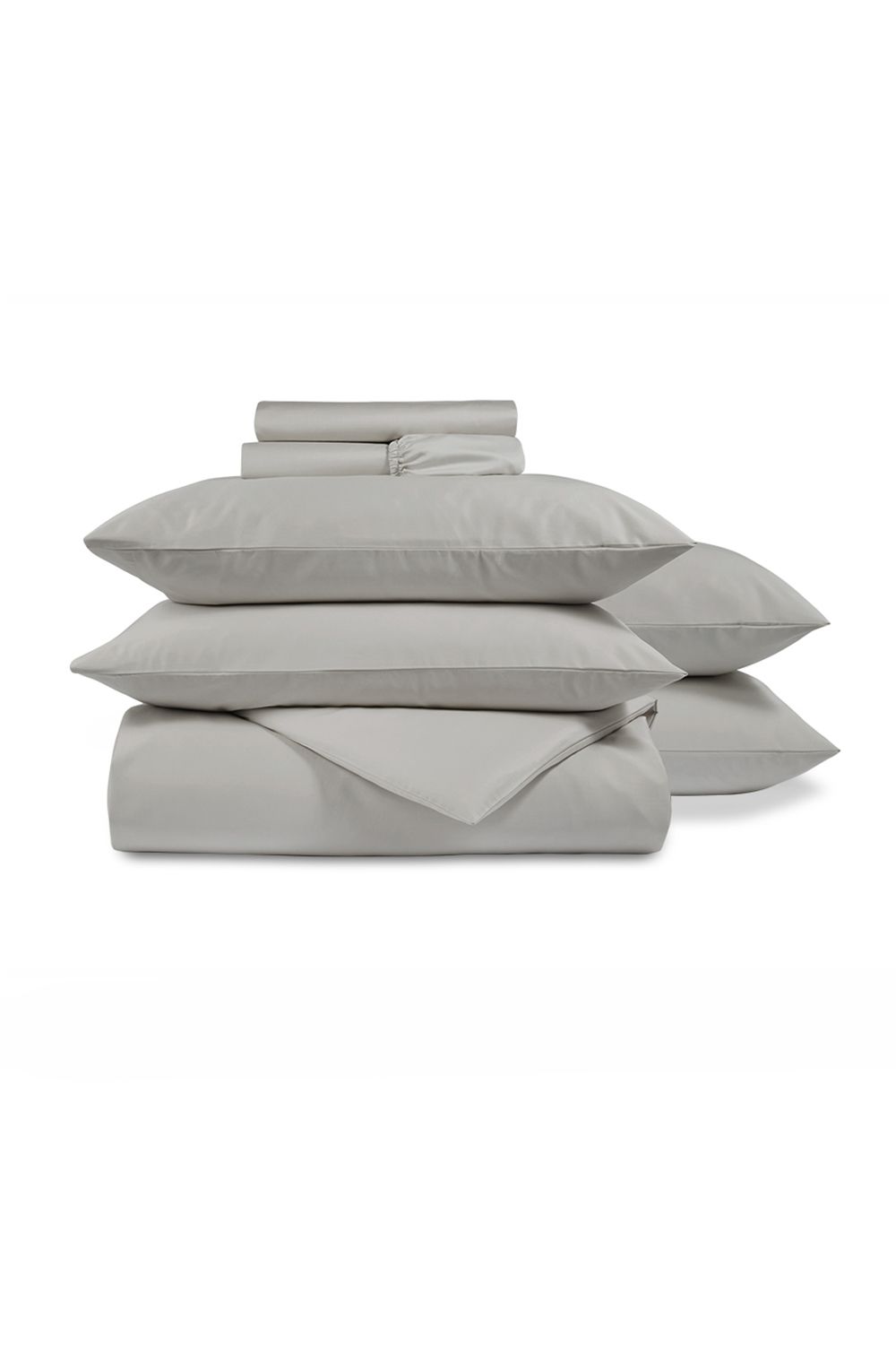 CHRISTY 400TC Luxury Cotton Sateen Plain Dye Bedding Gift Set Bundle in Light Grey