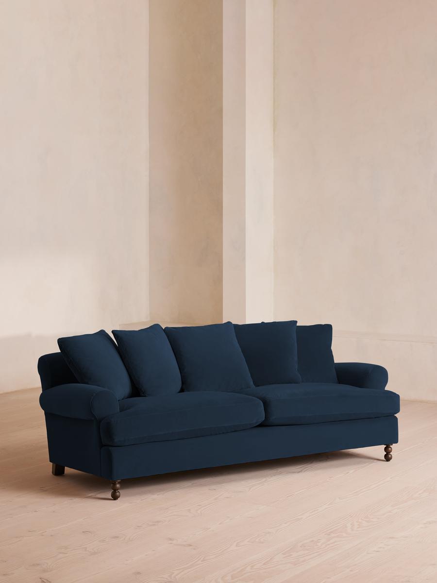 Audrey Three Seater Sofa, Velvet, Royal Blue