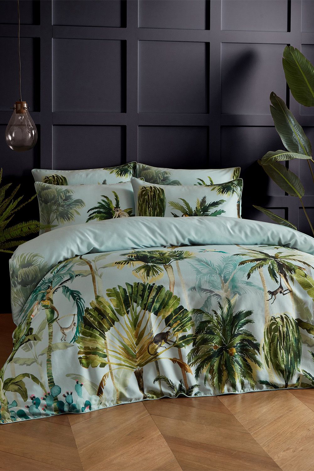 Paoletti Forsteriana Palms 100% Cotton Duvet Cover Set