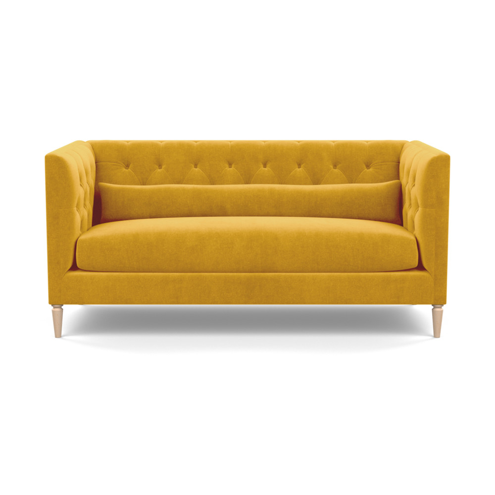 Heal's Balmoral 3 Seater Sofa Smart Luxe Velvet Canary Natural Feet