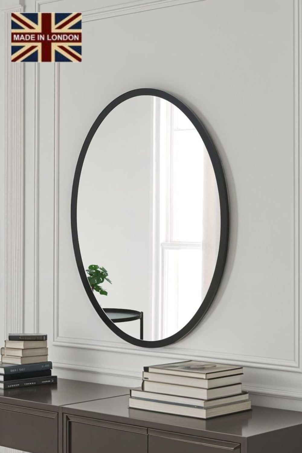 Yearn Mirrors Eternity Contemporary Black Oval Mirror