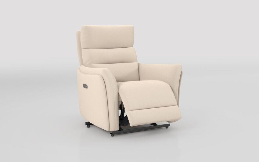 White Fabric Cleveley Power Recliner Chair with Power Head Tilt