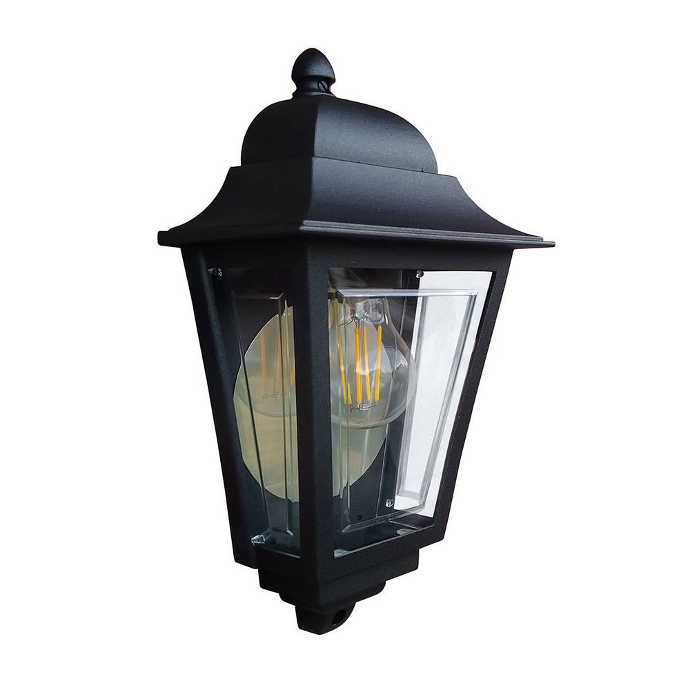 Netlighting Deco Lane 1 Light Half Outdoor Wall Lantern Black IP44