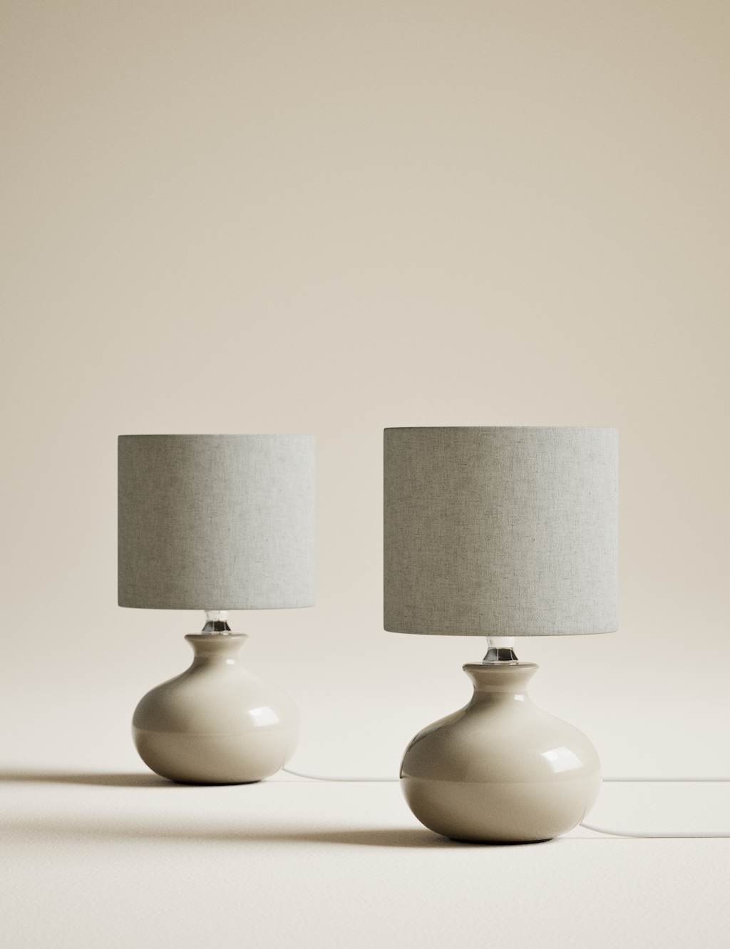 M&S Set of 2 Ceramic Small Table Lamps White