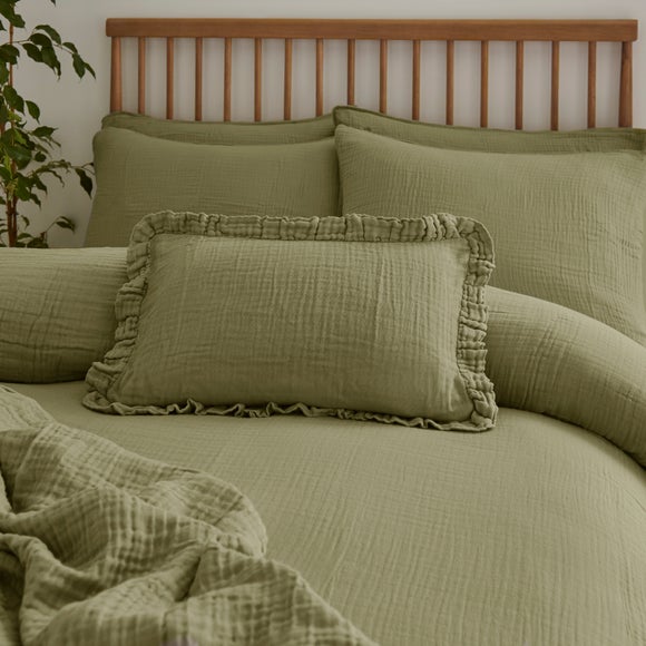Cotton Muslin Frilled Cushion Cover