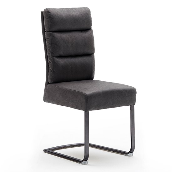 Rochester Fabric Dining Chair In Grey With Black Legs