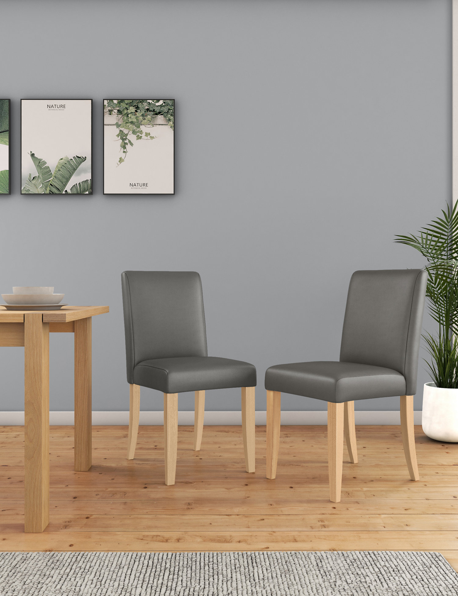 M&S Set of 2 Milton Faux Leather Dining Chairs