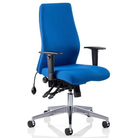 Onyx Ergo Fabric Posture Office Chair In Blue With Arms