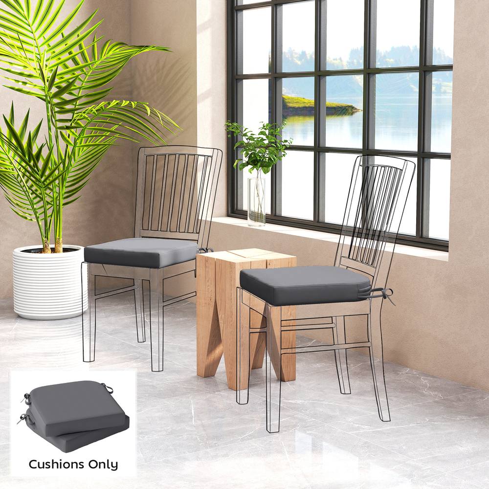OUTSUNNY Outdoor Chair Seat Cushions Set of 2, Garden Chair Cushions in Dark Grey
