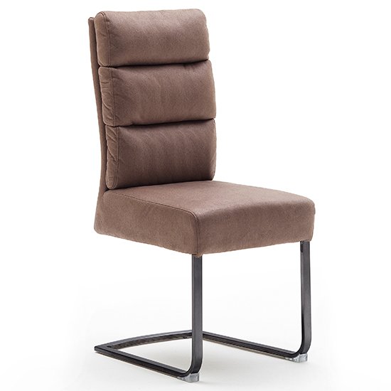 Rochester Fabric Dining Chair In Cappuccino With Black Legs