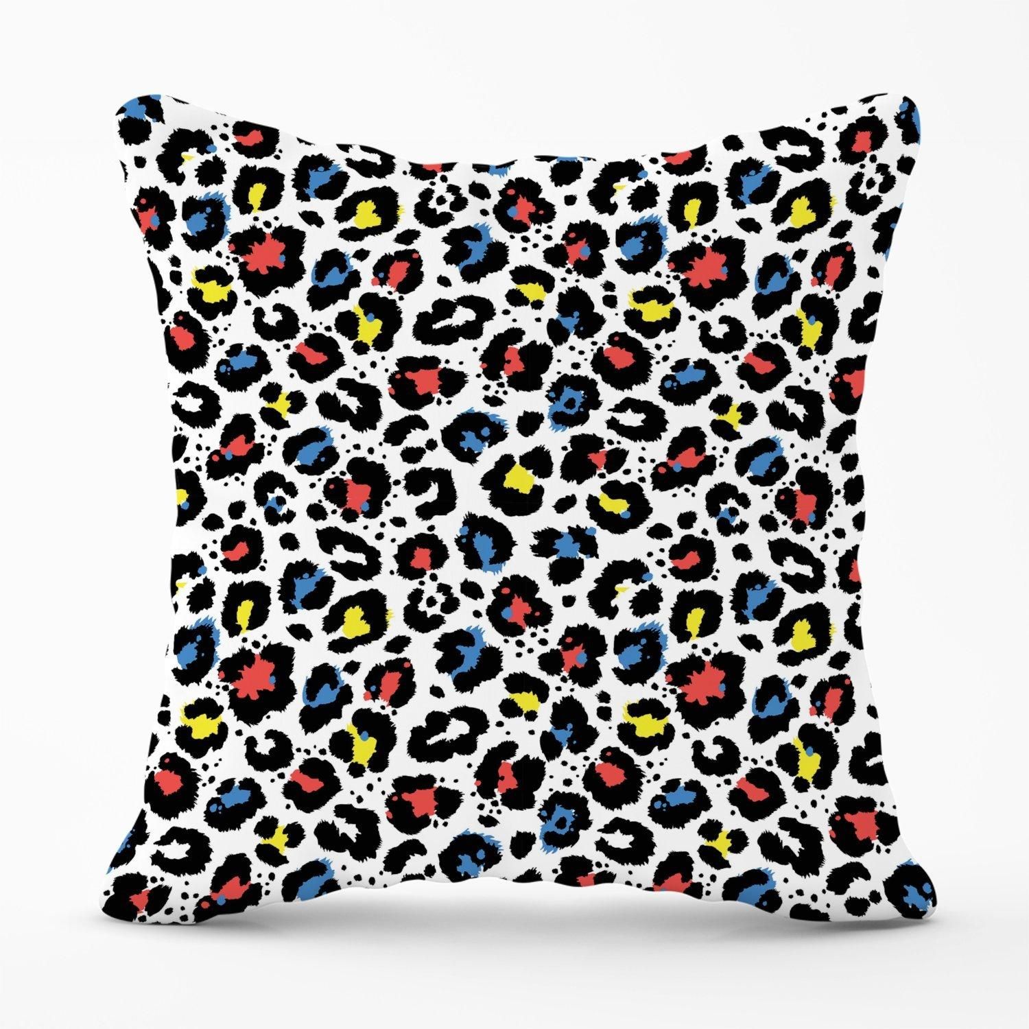 Warren Reed - Designer Coloured Leopard Print Outdoor Cushion in Blue