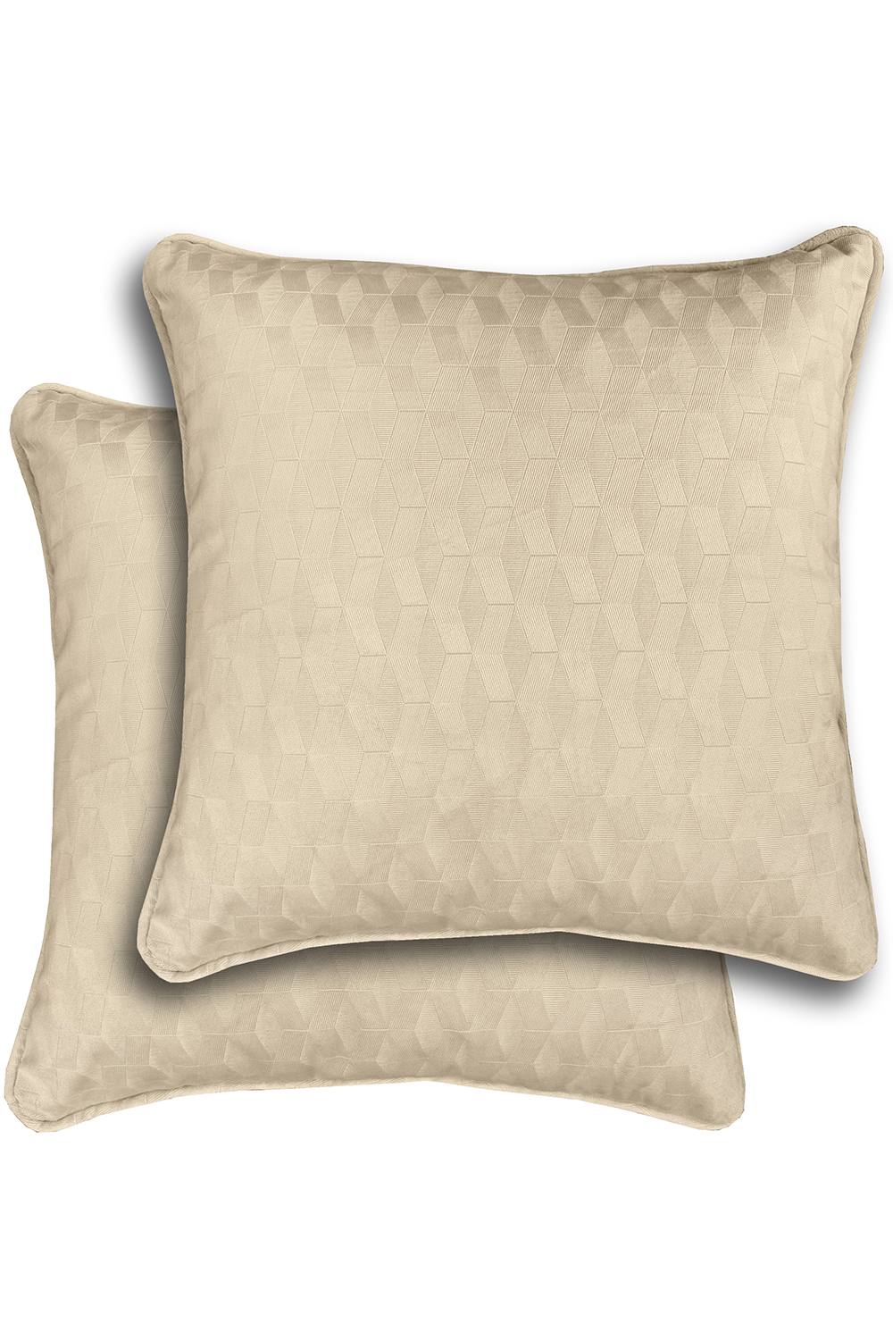 Enhanced Living Pair of Tokyo Geometric Double Sided Zip Opening Cushions - Cases Only in Cream