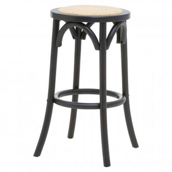 Corson Cane Rattan Stool In Black