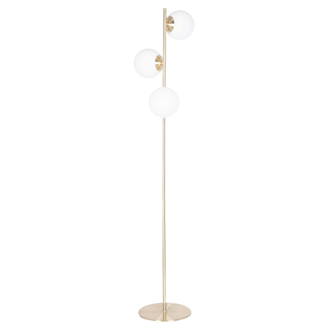 Orb Floor Lamp, White and Brushed Brass