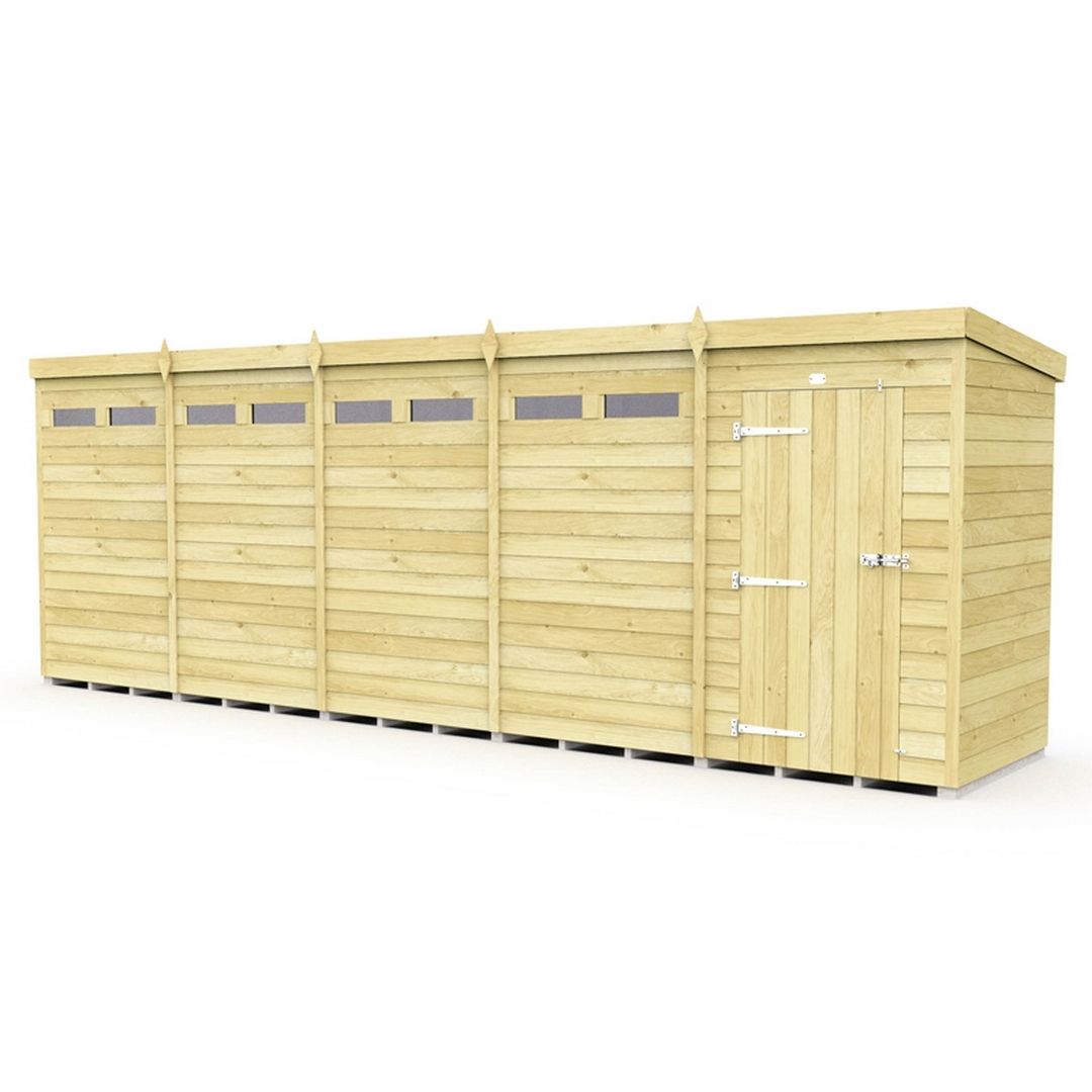 Buttercup Farm 20 x 4 Feet Pent Security Shed - Single Door - L118 x W589 x H201 cm in Brown