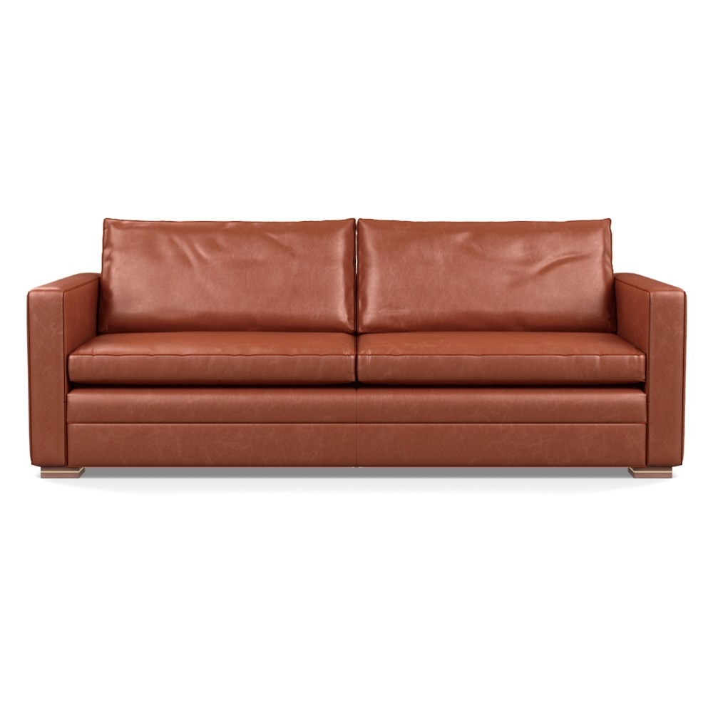 Heal's Palermo 4 Seater Sofa Stonewash Leather Light Brown 274 Brass and