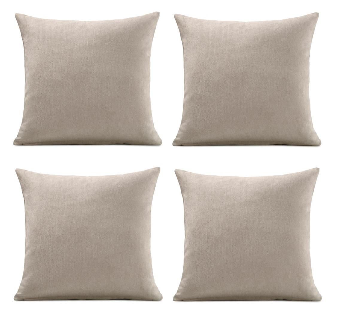 Luxury Living Set of 4 Velvet Chenille Cushions 45cm x 45cm with Removable Covers & Plush Pads - Soft, Stylish Home Décor