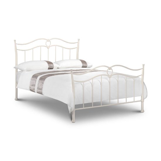 Karina Metal Single Bed In Stone White Finish