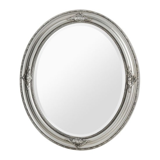 Rustin Oval Vintage Design Wall Bedroom Mirror In Silver Frame