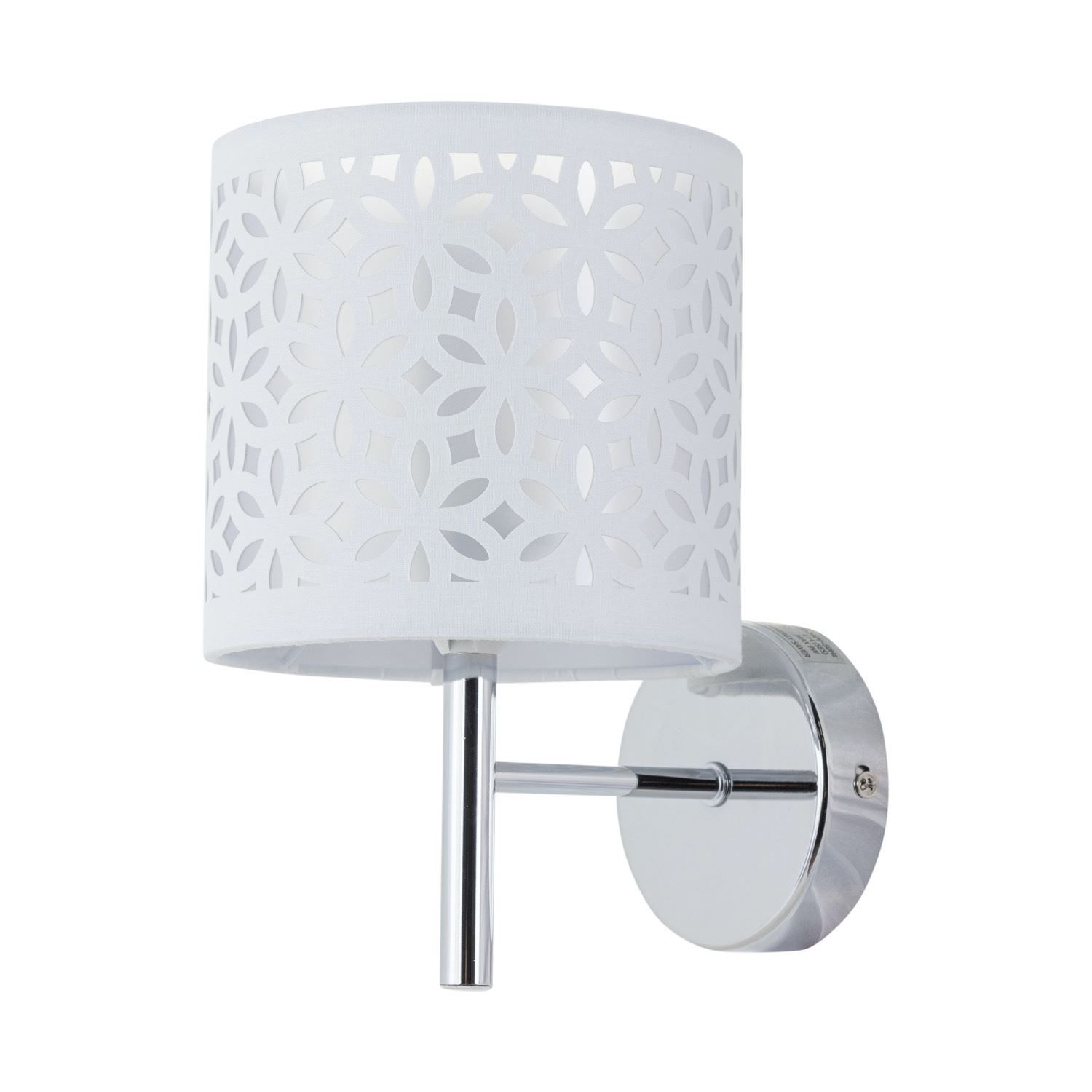 First Choice Lighting Brea - Chrome Wall Light with White Cut Out Shade in Silver