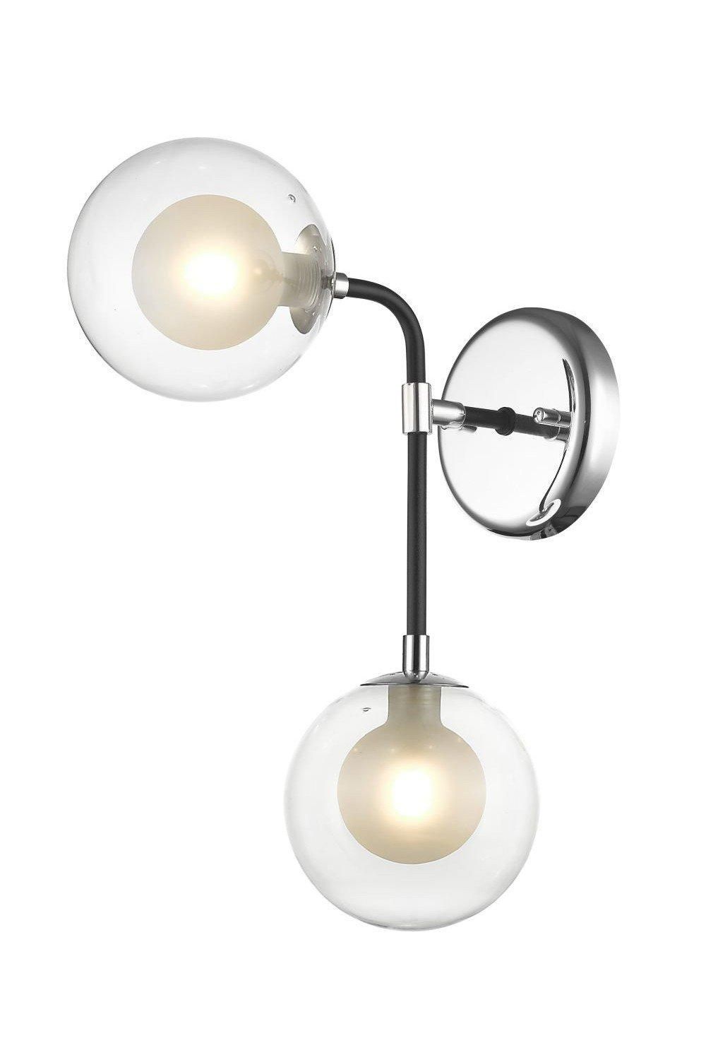 Netlighting Remy 2 Light Wall Lamp Chrome Black in Grey