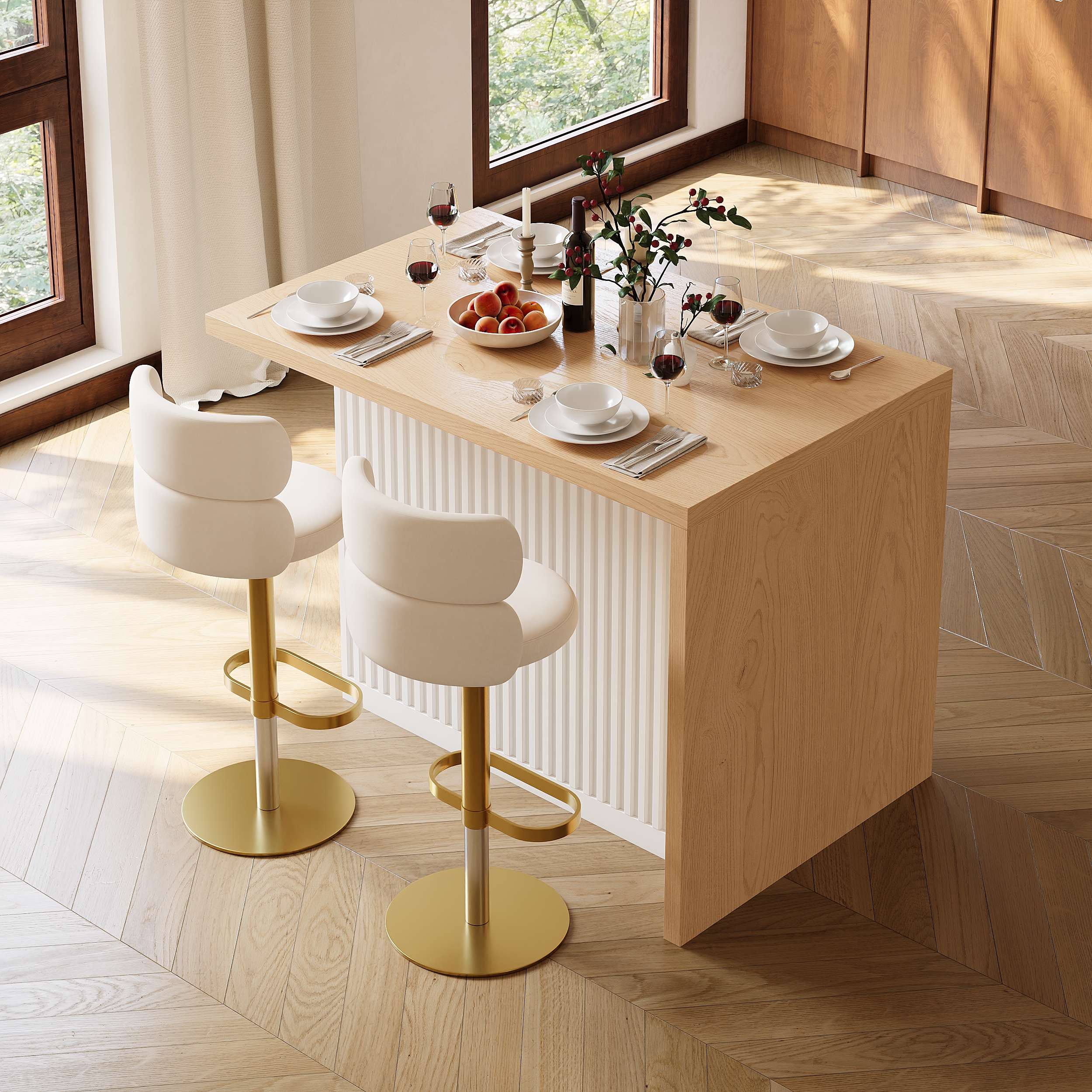 Modern 127 cm Wood Kitchen Island with Storage, Natural