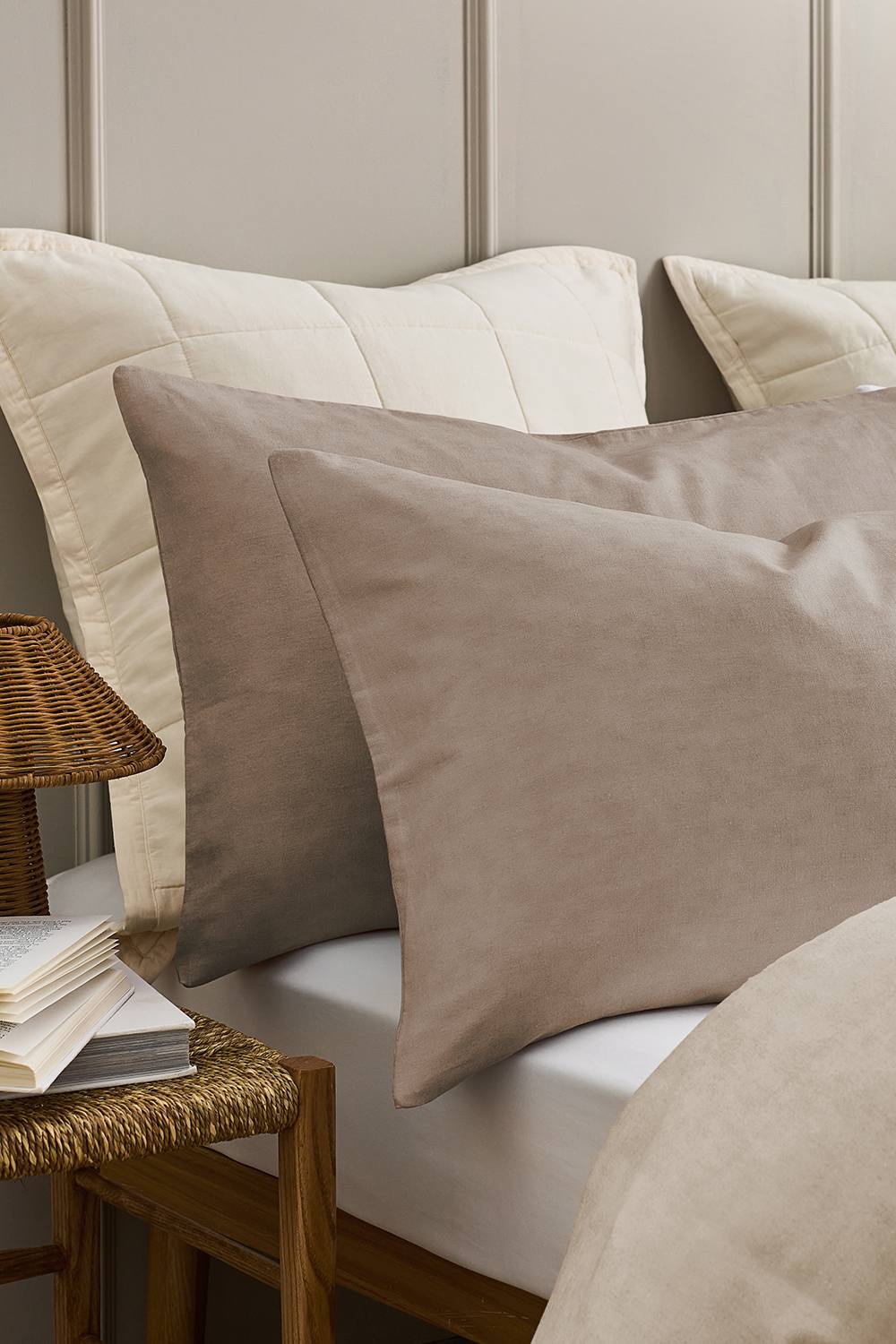 CHRISTY 'Relaxed Linen' Washed Finish Reversible Standard Pillowcase Pair in Beige