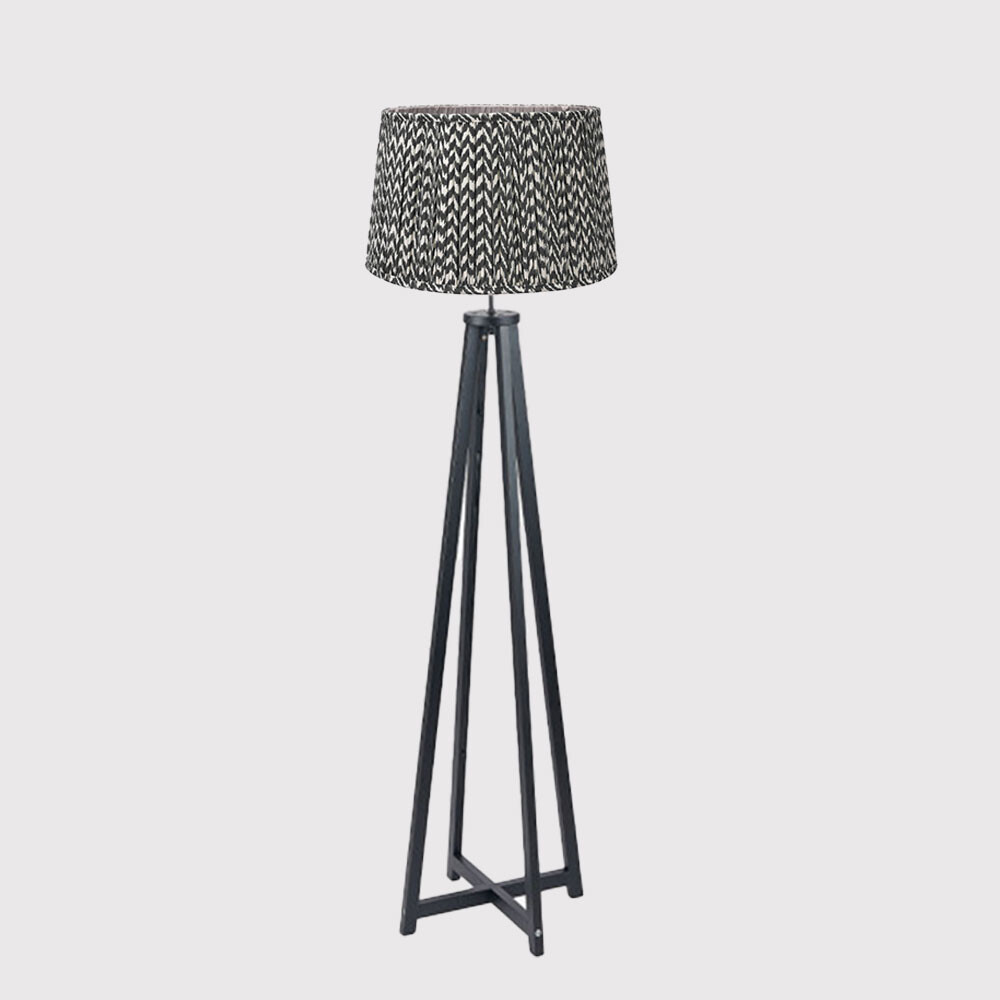 Tapered Chevron Floor Lamp, Black Wood | Barker & Stonehouse