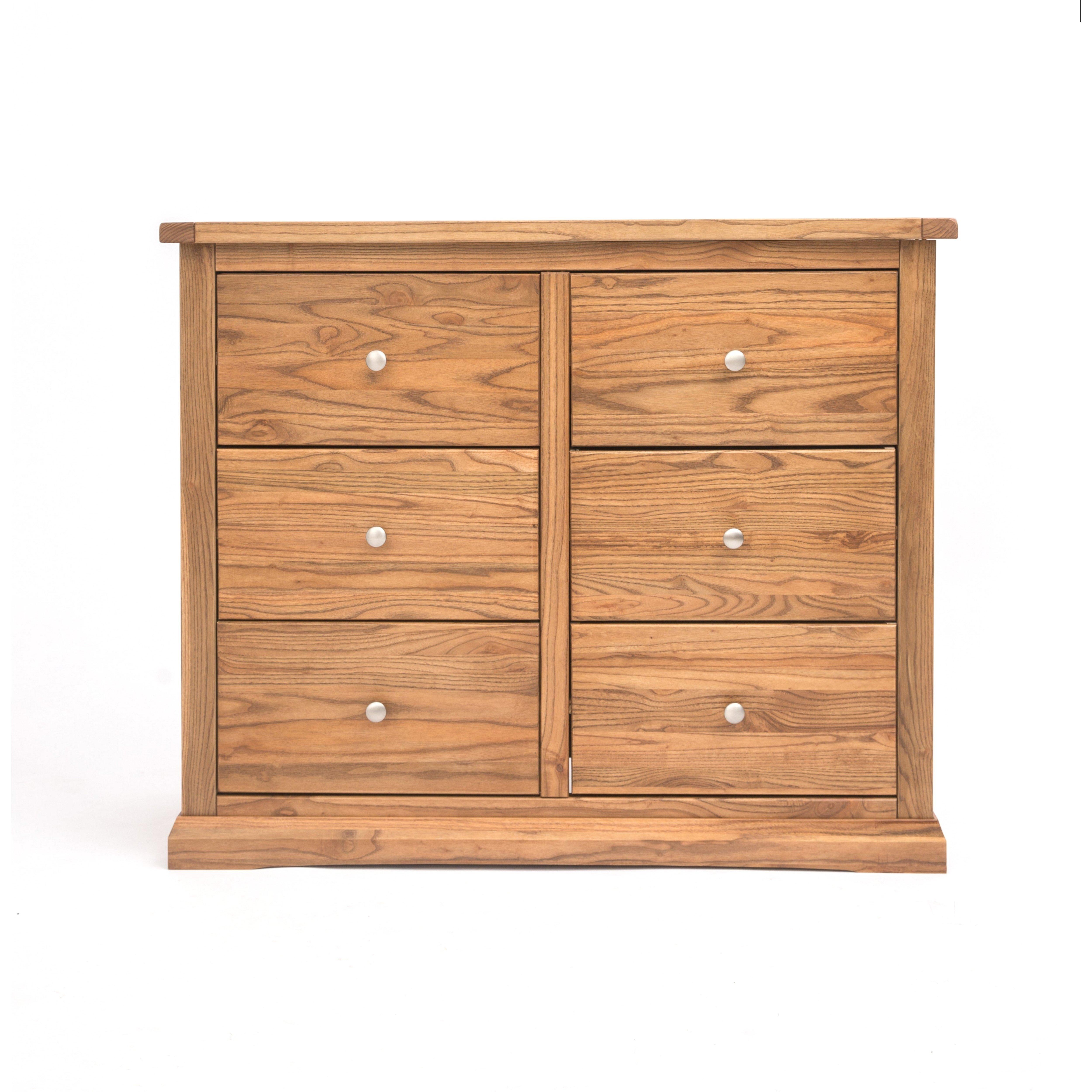 Cabinet Bits Salerno 6 Drawer Chest of Drawers Chrome Knob in Natural