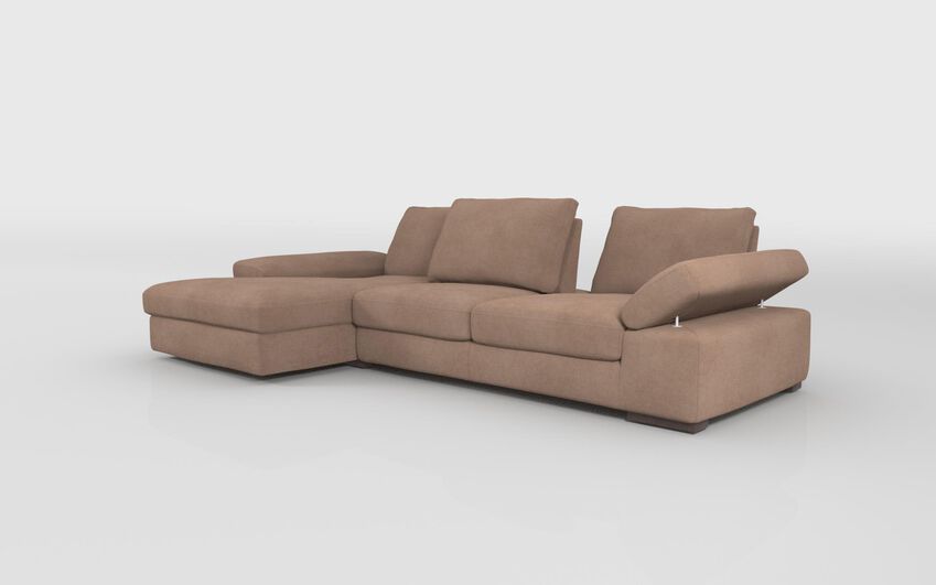 Beige Fabric Savazza 4 Seater Sofa with Adjustable Back Rest Left Hand Facing Lounger