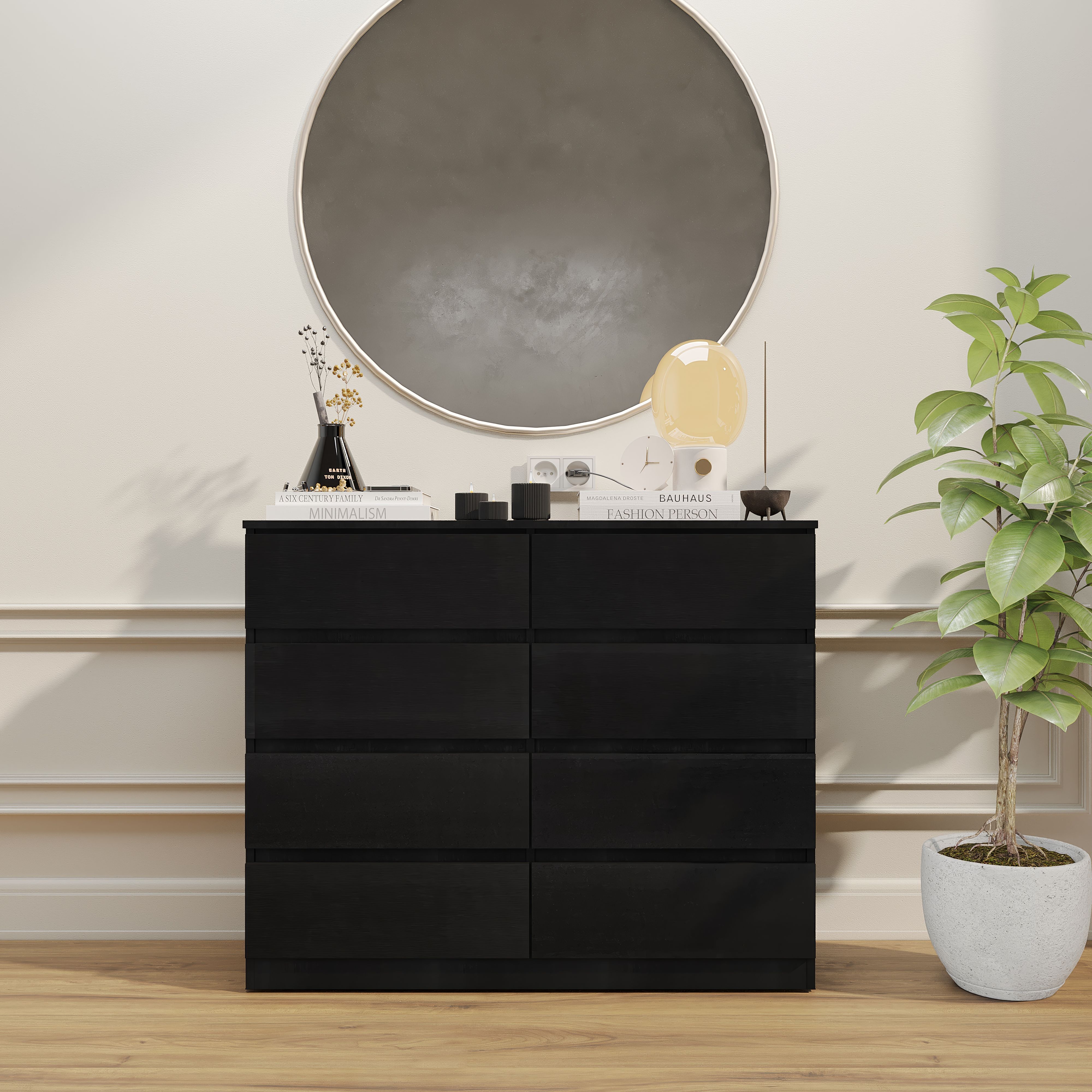 Seconique Malvern 8 Drawer Chest in Black
