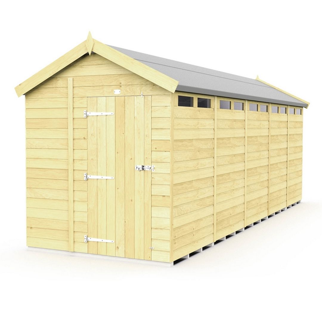 Buttercup Farm 6 x 20 Feet Apex Security Shed - Single Door - L590 x W175 x H217 cm in Brown
