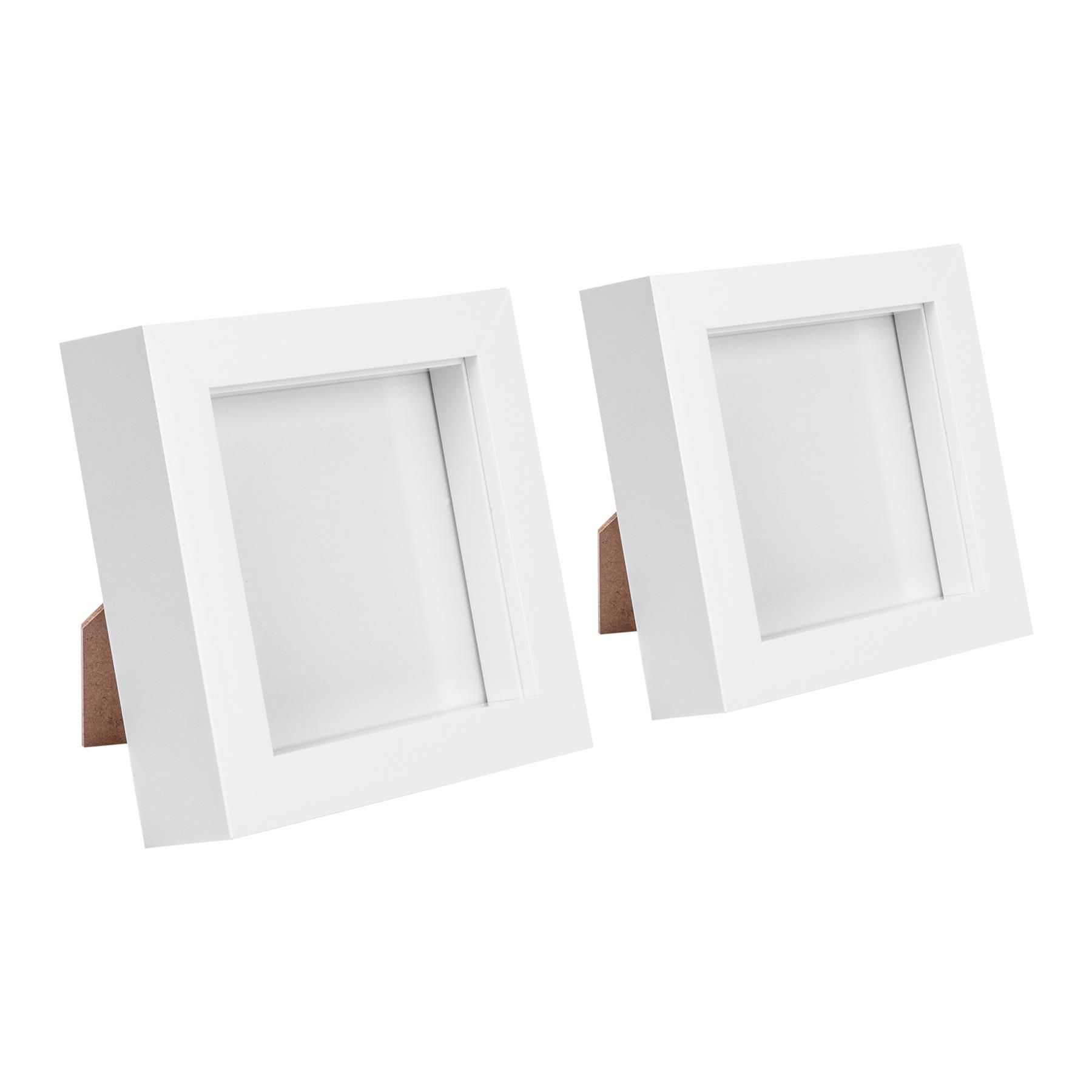 Nicola Spring 3D Box Photo Frames - 4" x 4" - White - Pack of 2