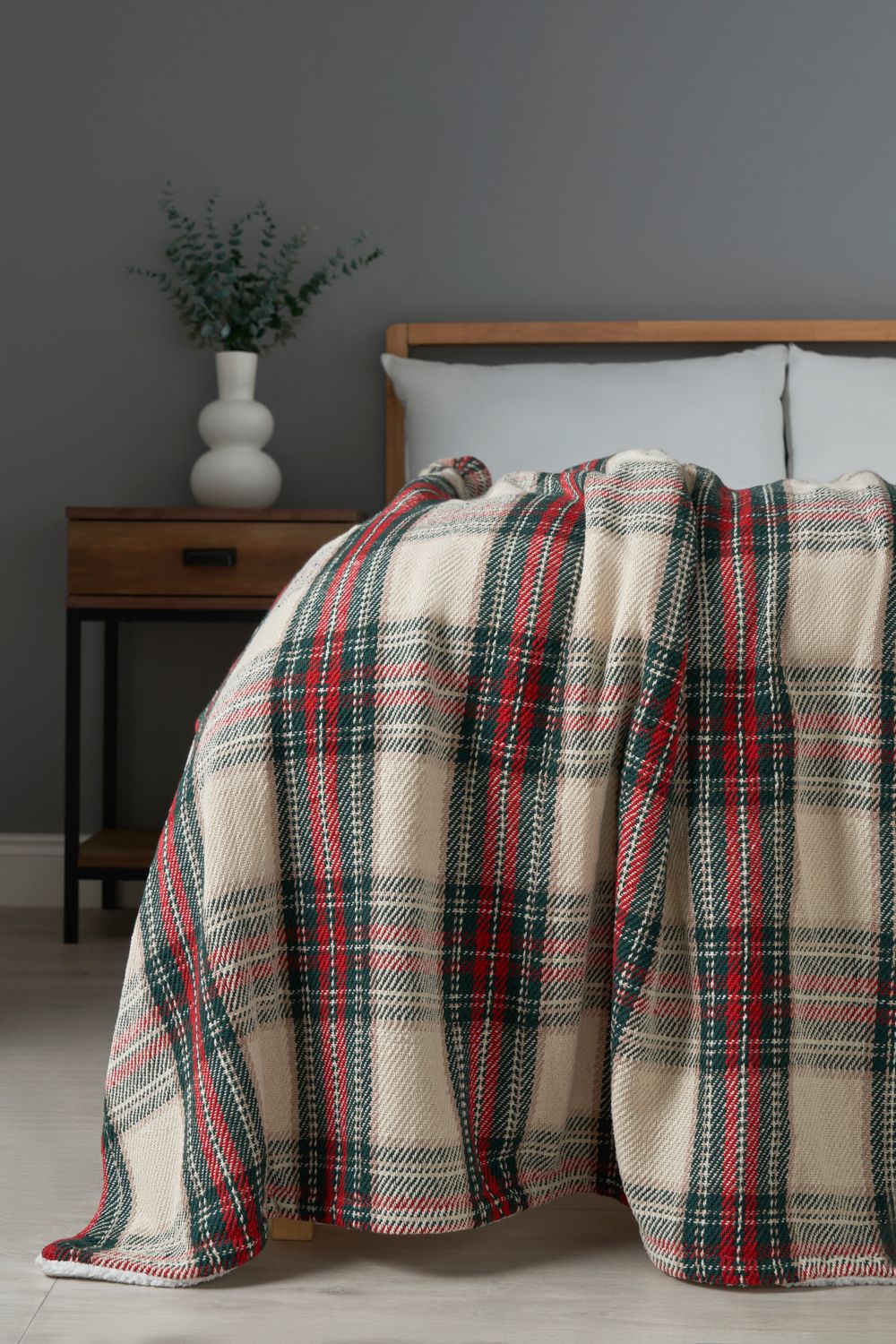 BHS Christmas Check Throw with Sherpa