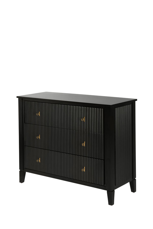 Heidi Black Chest of Drawers Brass/Silver