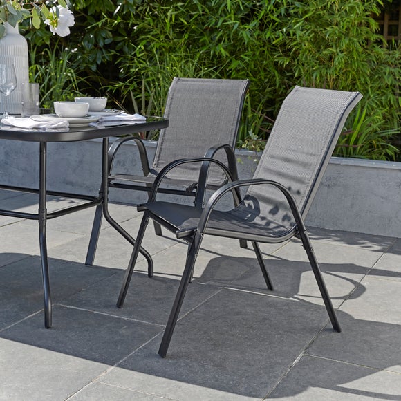 Pack of 2 Textilene Stacking Garden Chairs