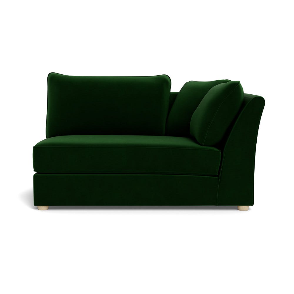 Heal's Tailor Large Curved Right Hand Facing Corner Unit Smart Velvet Forest Natural Feet
