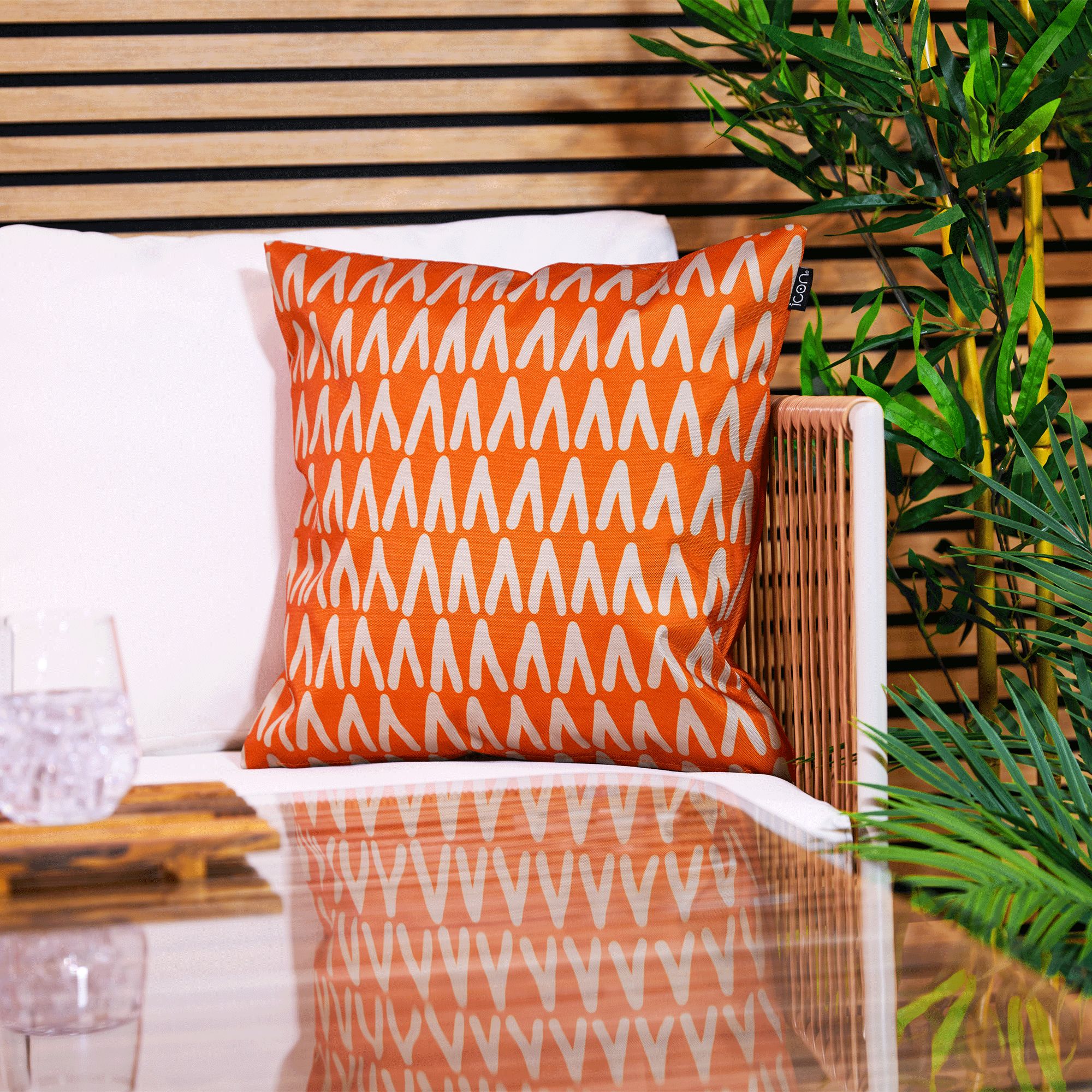 icon Indoor & Outdoor Mark Making Waterproof Cushion Stone in Burnt Orange