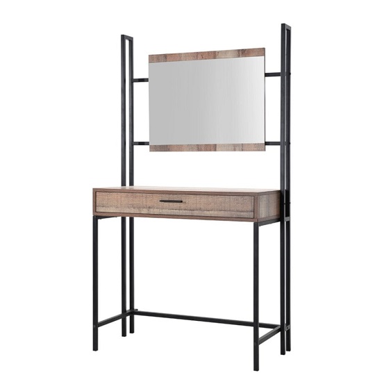 Hoston Dressing Table In Distressed Oak Finish With Mirror