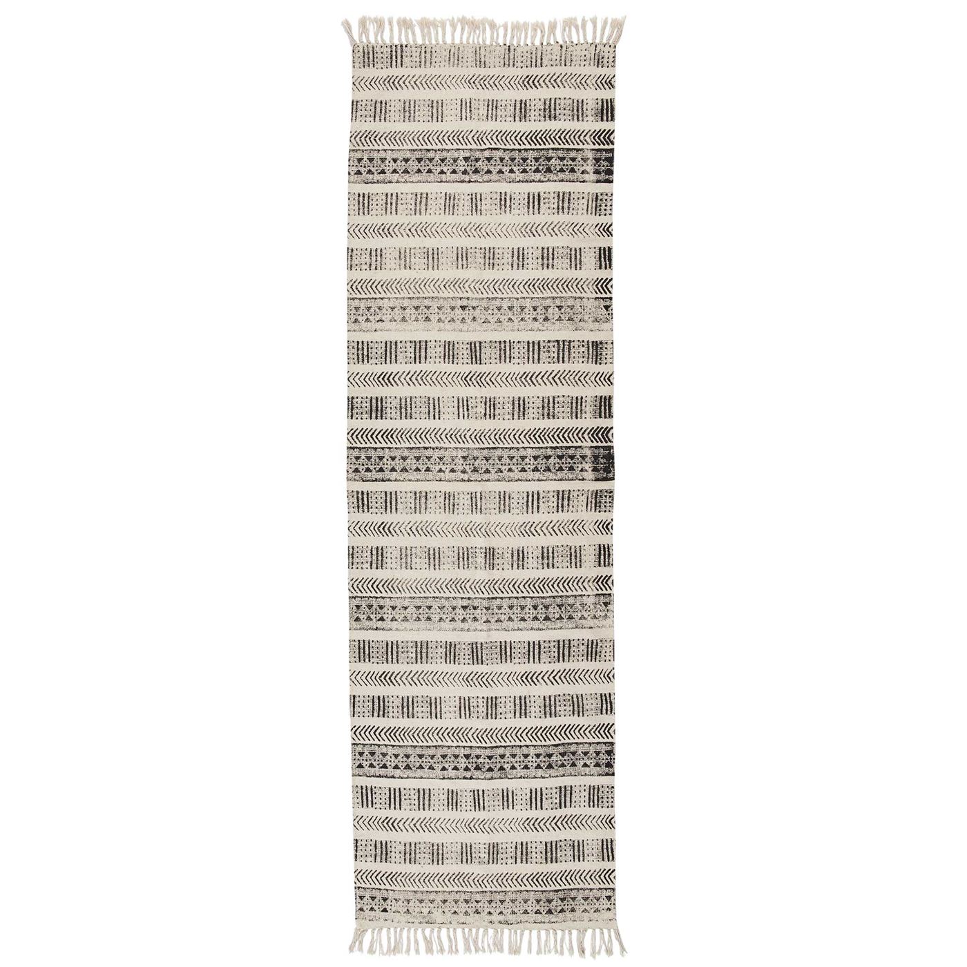 Patterned Runner, White and Black