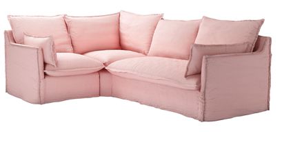 Isaac Asym: LHF Single w RHF 2 Seat Sofabed in Rhubarb Smart Cotton - sofa.com